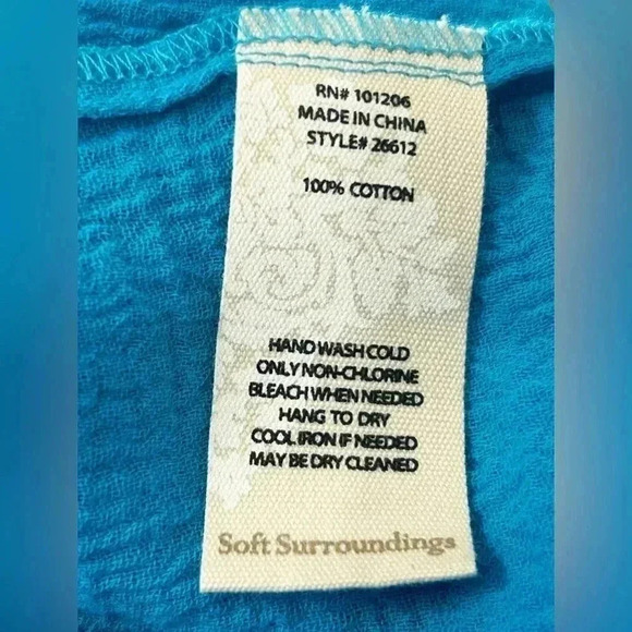 Soft Surroundings Siesta Key Cotton Gauzy Resort Wear Tunic Top Size M - Picture 8 of 10